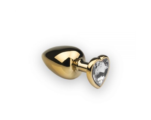 Анальная пробка из металла Gold Heart Diamond размер: L CRYSTAL