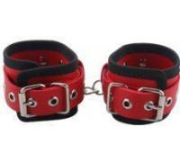 Наручники BDSM-NEW PVC Handcuffs Woven Belt Edge Sealing With Chain, red