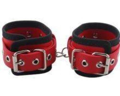 Наручники BDSM-NEW PVC Handcuffs Woven Belt Edge Sealing With Chain, red