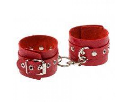 Наручники Leather Double Fix Leg Cuffs, Red