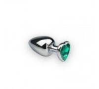 Анальная пробка, Silver Heart Emerald, L