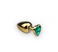 Анальная пробка, Gold Heart Emerald, M