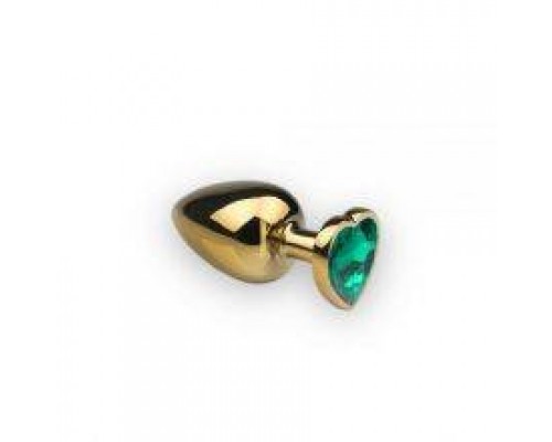 Анальная пробка, Gold Heart Emerald, M