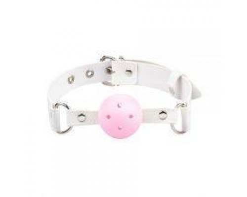 Кляп Breathable ball gag plastic, white-pink