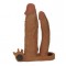 Насадка двойная с вибрацией Add 2" Vibrating Double Penis Sleeve, Brown