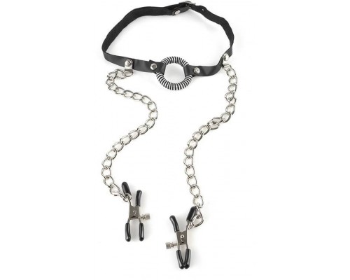 Pipedream - Набор O-RING GAG WITH NIPPLE CLAMPS (DT44082)