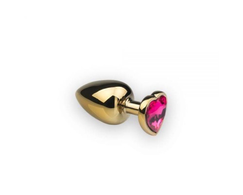 sLash - Анальная пробка,Gold Heart Pink-Rhodolite, M (281199)