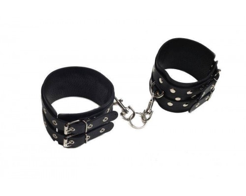 sLash - Оковы Leather Double Fix Leg Cuffs, BLACK (280190)