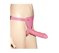 Розовый страпон для женщин Pleasure Harness with Dong, 16х3,5 см