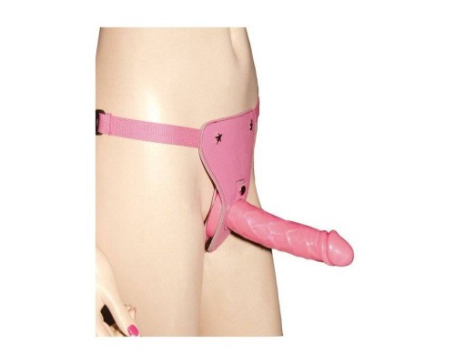 Розовый страпон для женщин Pleasure Harness with Dong, 16х3,5 см