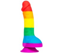 Фаллоимитатор c мошонкой Pride Dildo Silicone Rainbow, 14,5х4 см