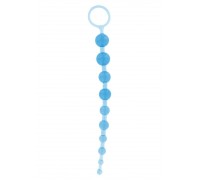 Анальная цепочка на жесткой связке Thai, 25Х2 см (голубой)