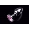 Малая серебристая анальная пробка с кристаллом, 7,5х2,5 см (розовый)