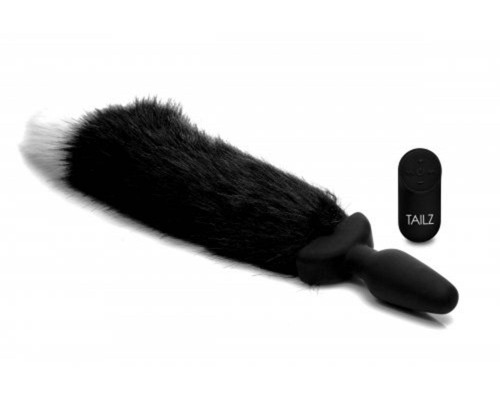 Xr Brands Waggerz Moving and Vibrating Fox Tail Anal Plug- анальная пробка с хвостом,(черный) 10.2х3.8см