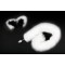 Пикантные Штучки - анальная пробка с длинным хвостиком и ушками в комплекте (белый с черным), 7х2,8 см
