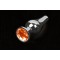 Пикантные Штучки, Серебристая анальная пробка с кристаллом - 8,5х3 см. (оранжевый)