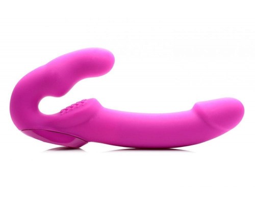 Evoke Rechargeable Vibrating Silicone Strapless Strap On - страпон 24.7х4 см. (розовый)