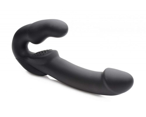 Evoke Rechargeable Vibrating Silicone Strapless Strap On - страпон 24.7х4 см. (черный)