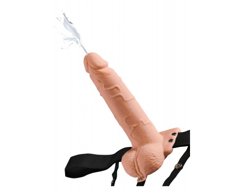 Fetish Fantasy 7.5in Hollow Squirting StrapOn - Полый страпон с имитацией эякуляции (телесный),19х4.8см