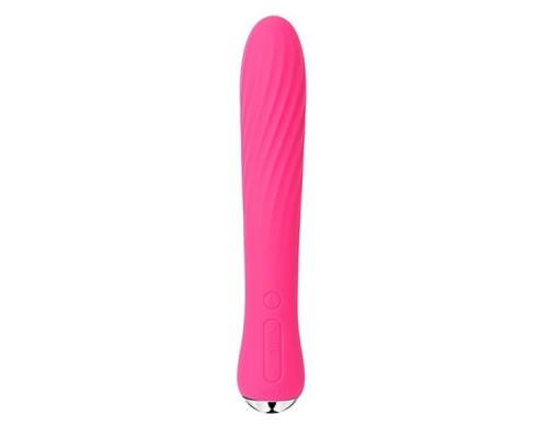 Svakom Anya Heating Vibrator - ребристый вибромассажер, 19.5х3.3 см (розовый)