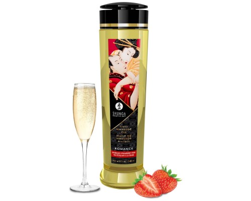 Shunga Erotic Massage Oil Sparkling Strawberry Wine - массажное масло с ароматом клубники и шампанского, 240 мл