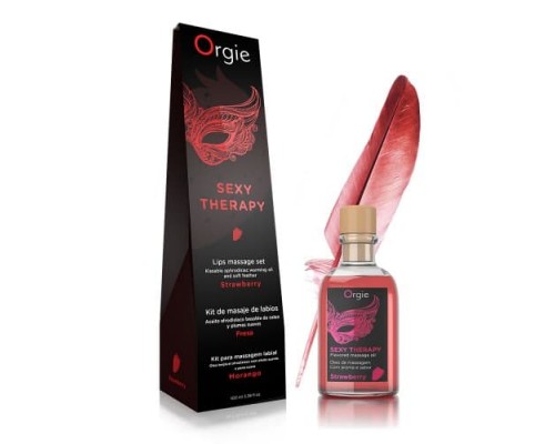 Orgie Lips Massage Kit Strawberry - массажное масло клубника, 100 мл