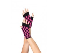 Leg Avenue LEG2054 BL/R - Перчатки с открытыми пальчиками (черный с красным)