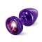Анальная пробка со стразом Diogol ANNI round purple Рубин 25мм