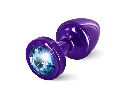 Анальная пробка со стразом Diogol ANNI round purple Аквамарин 25мм