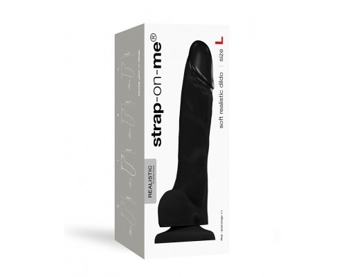 Реалистичный фаллоимитатор Strap-On-Me SOFT REALISTIC DILDO Black - Size L