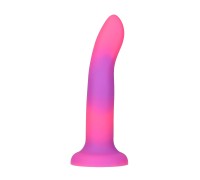 Светящийся в темноте фаллоимитатор ADDICTION - Rave - 8" Glow in the Dark Dildo - Pink Purple