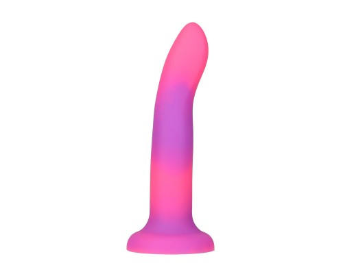 Светящийся в темноте фаллоимитатор ADDICTION - Rave - 8" Glow in the Dark Dildo - Pink Purple