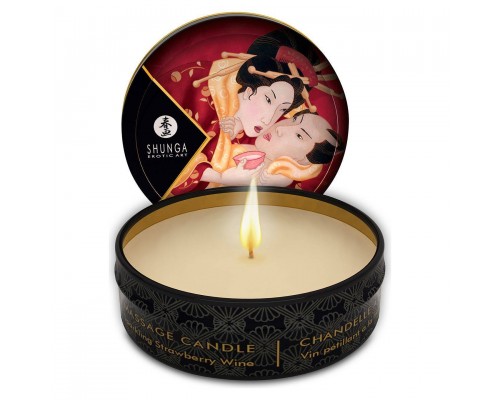 Массажная свеча Shunga Mini Massage Candle - Sparkling Strawberry Wine (30 мл) с афродизиаками