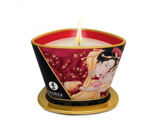 Массажная свеча Shunga Massage Candle - Sparkling Strawberry Wine (170 мл) с афродизиаками