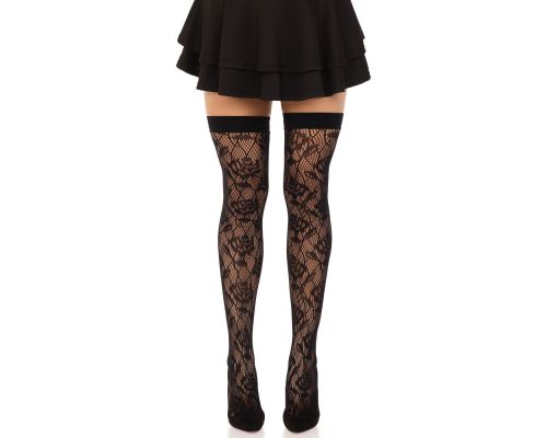 Чулки Leg Avenue Wild rose net thigh highs One Size