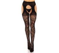 Чулки Leg Avenue Eyelet lace suspender hose Black One Size