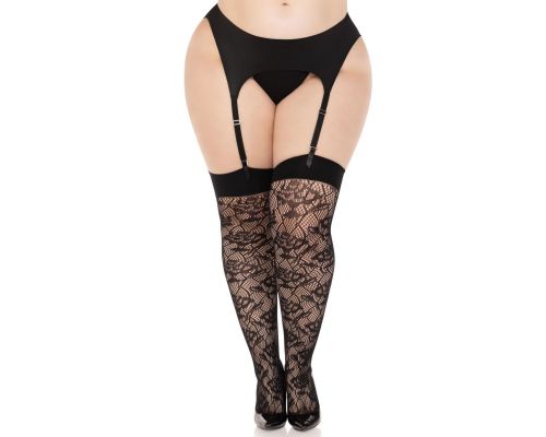 Чулки Leg Avenue Wild rose net thigh highs 1X/2X