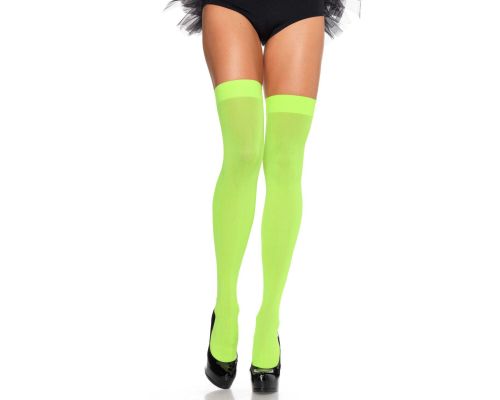 Leg Avenue Opaque Nylon Thigh Highs OS Neon Green