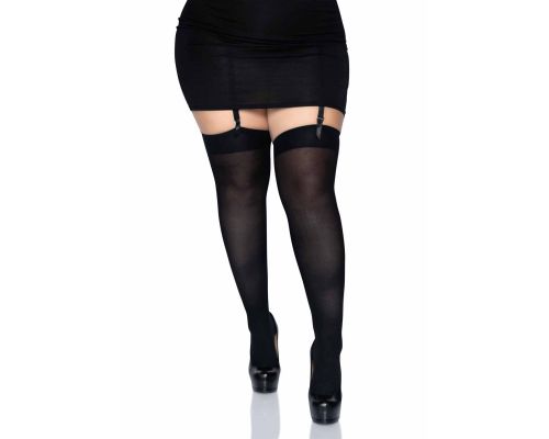 Leg Avenue Nylon Thigh Highs + PLUS SI Black