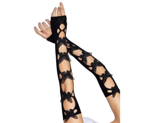 Leg Avenue Butterfly applique arm warmers Black