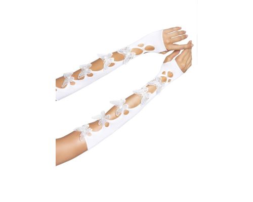 Leg Avenue Butterfly applique arm warmers White