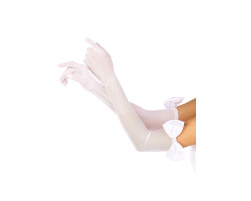 Длинные перчатки Leg Avenue Opera length bow top gloves White