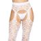 Leg Avenue Heart net suspender hose OS White