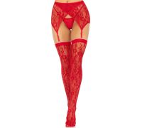 Чулки Leg Avenue Leg Avenue Lace thigh highs & garterbelt Red One Size