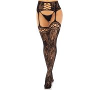 Чулки Leg Avenue French Rose Backseam Garter Belt Stockings Black One Size