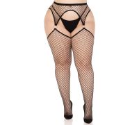 Чулки Leg Avenue Stokings with O-ring Attached Garter Belt Black 1X/2X