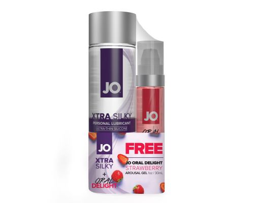 Комплект System JO GWP — Xtra Silky Silicone 120 мл & Oral Delight — Strawberry 30 мл