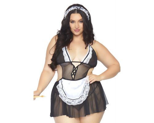 Leg Avenue Roleplay Fantasy French Maid + 1X-2X Black/White