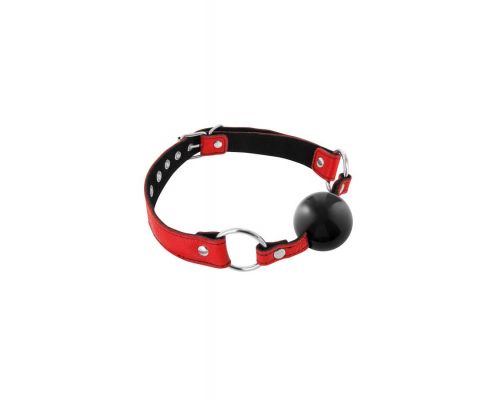 Кляп Fetish Tentation Premium Leather gag with silicone ball Red