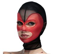 Маска сердце сетка с открытым ртом и глазами Feral Feelings - Hearts Mask Black/Red